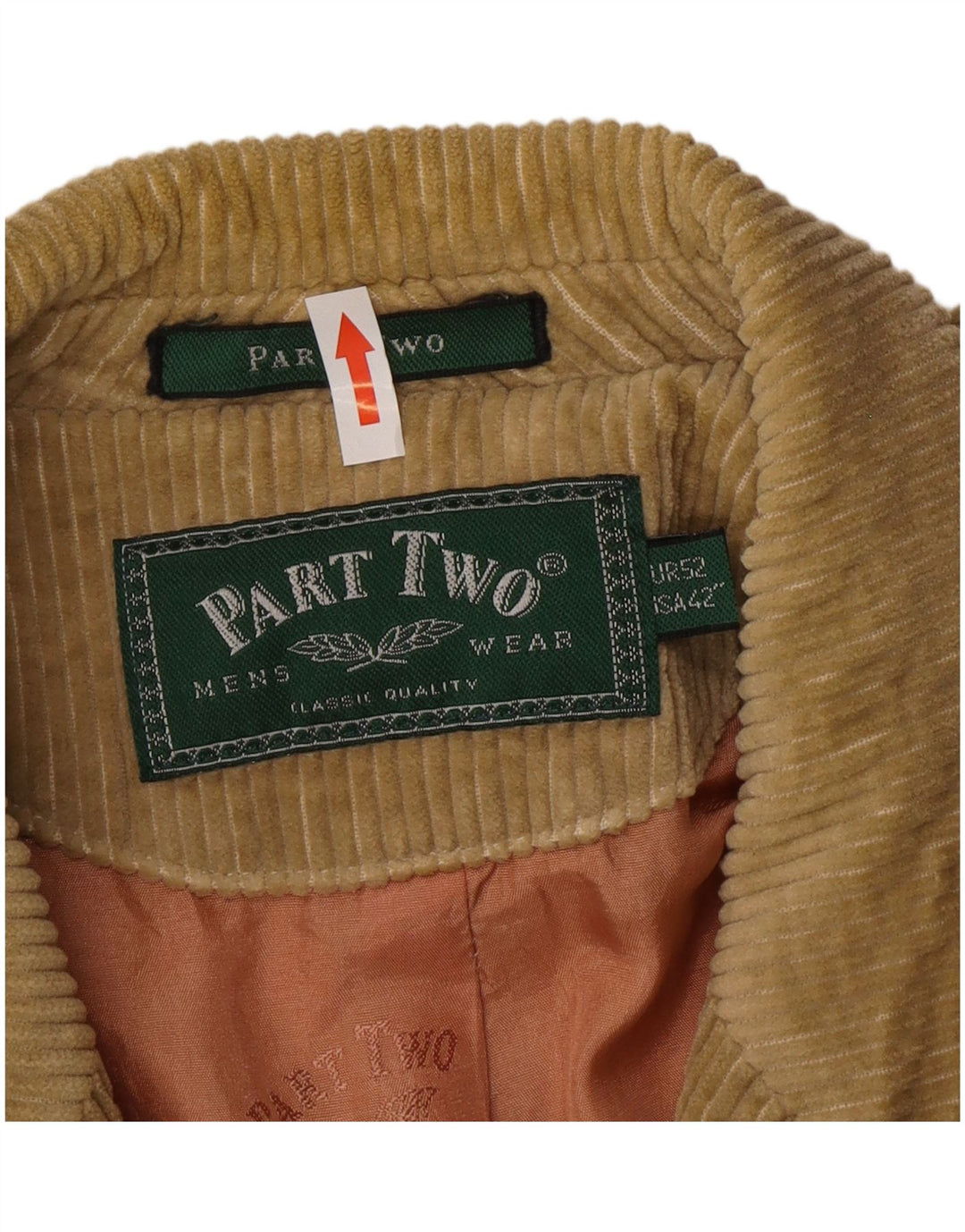 Segunda parte Chaqueta tipo blazer de pana con 3 botones para hombre US 42 XL Algodón beige