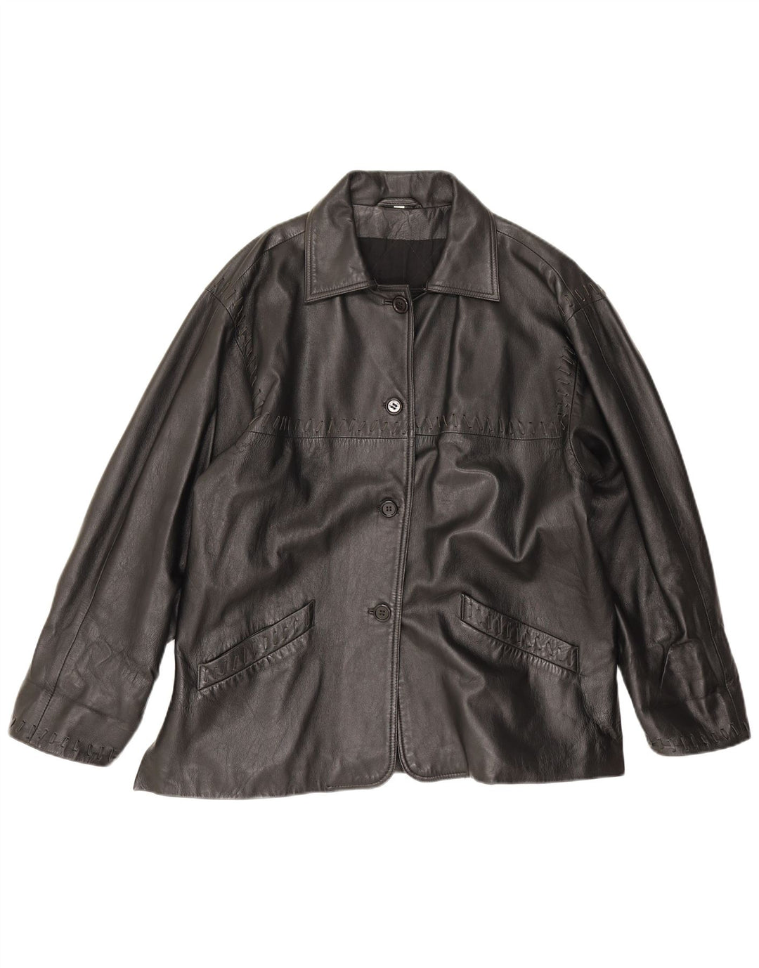 Chaqueta De Cuero Oversize Mujer Conbipel IT 44 Medium Cuero Negro