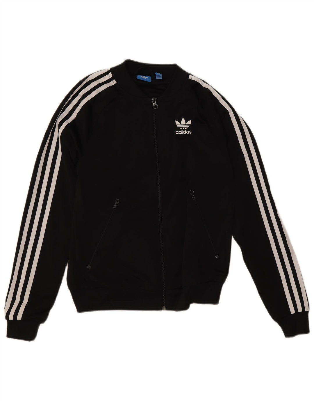 Adidas - Chaqueta de chándal gráfica para mujer, talla 6, XS, poliéster negro