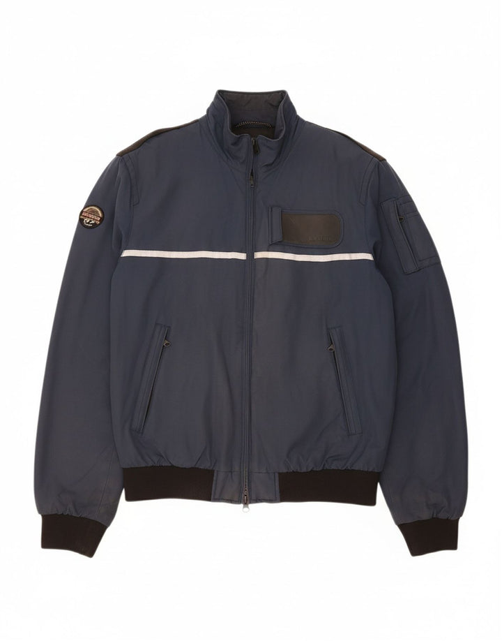 MUSEUM Mens Padded Bomber Jacket UK 38 Medium Navy Blue Polyamide