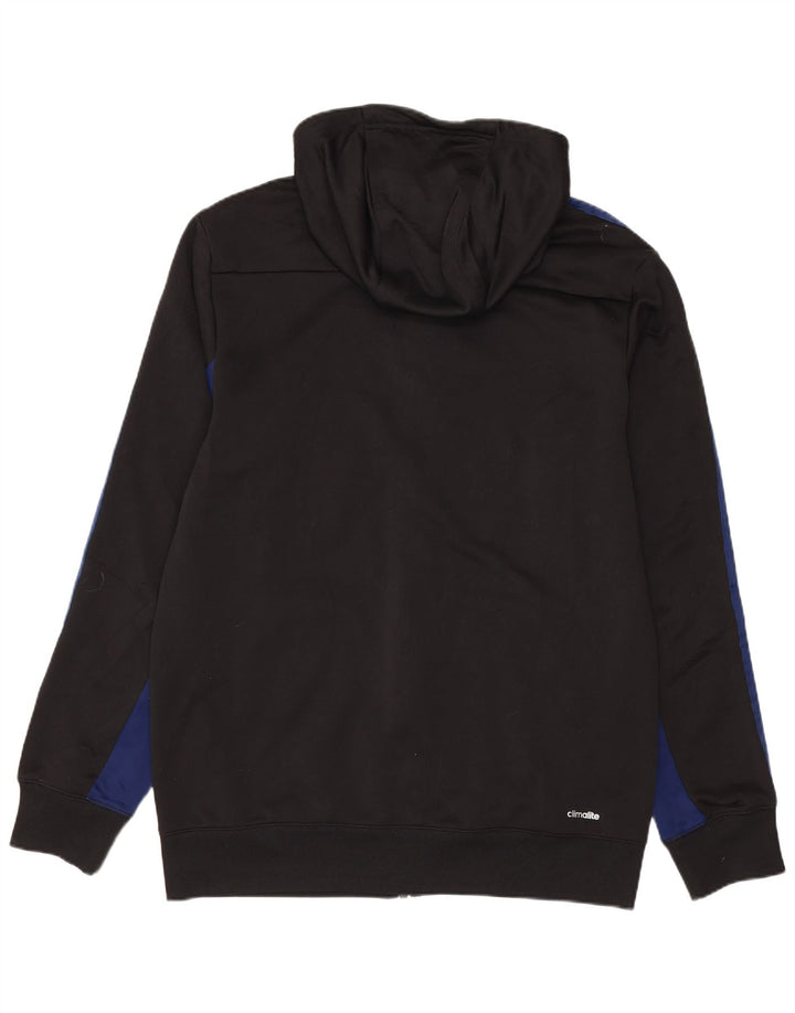 ADIDAS Hombre Climalite Zip Sudadera con capucha Suéter Mediano Negro Colorblock