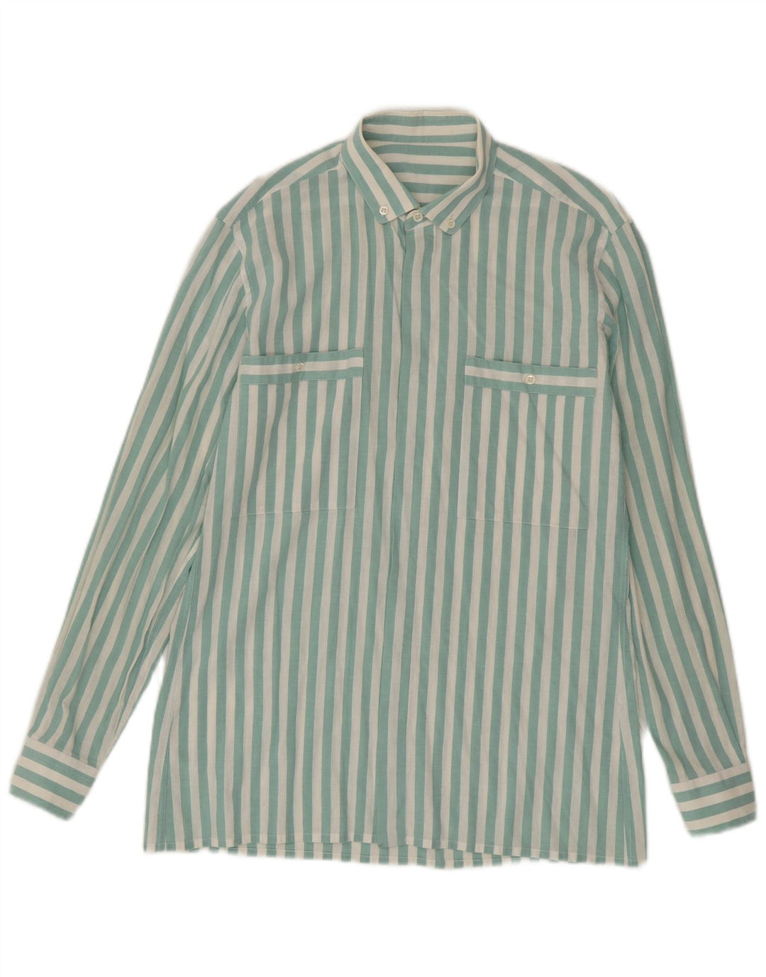 Camisa vintage para hombre a rayas verdes medianas