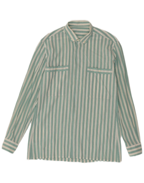 Camisa vintage para hombre a rayas verdes medianas