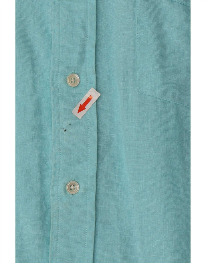 Camisa Hombre Faconnable Lino Azul Medio