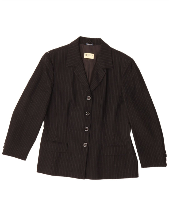Max & Co. Chaqueta tipo blazer de 4 botones para mujer UK 46 Grande Lana a rayas negras