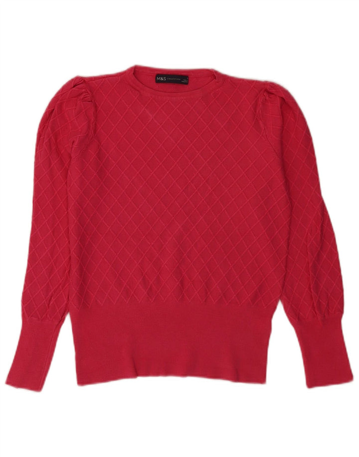 Marks & Spencer Suéter tipo jersey con cuello redondo y ajuste regular para mujer UK 8 Small Rojo