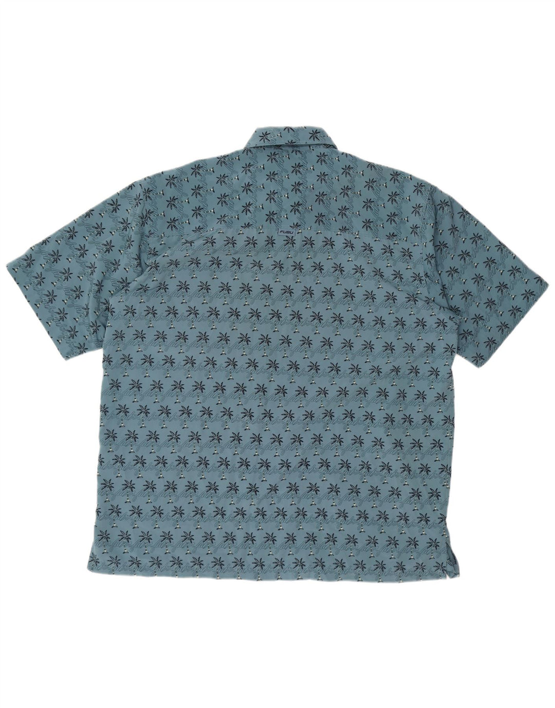 FUBU Mens Graphic Short Sleeve Shirt XL Blue Polyester