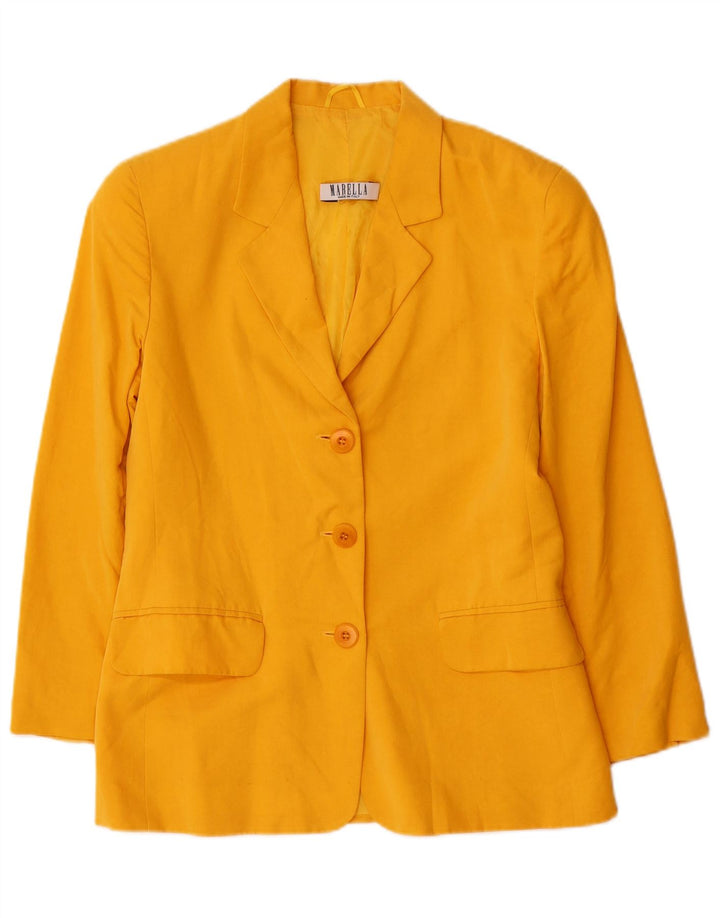 Marella Chaqueta Blazer de 3 Botones para Mujer UK 10 Small Viscosa Amarilla