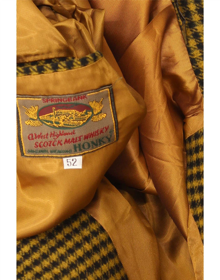 Vintage hombres 2 botones Blazer chaqueta IT 52 XL amarillo comprobar poliéster