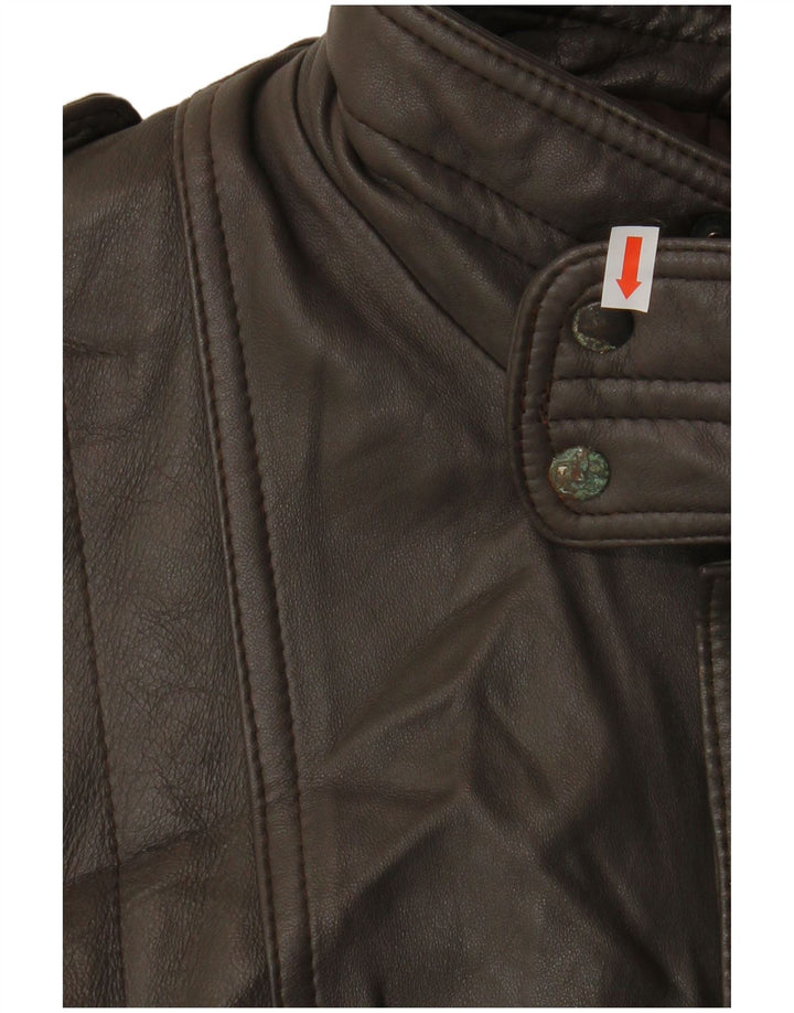 VINTAGE Chaqueta de cuero para hombre IT 54 2XL Cuero marrón