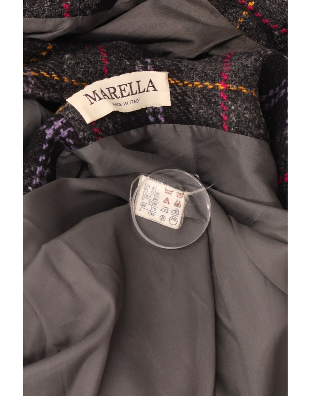 Marella Abrigo extragrande con doble botonadura para mujer UK 10 Small Grey Check