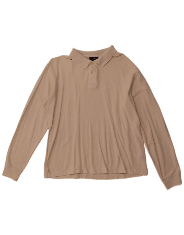 FILA Polo de manga larga para hombre, color beige medio