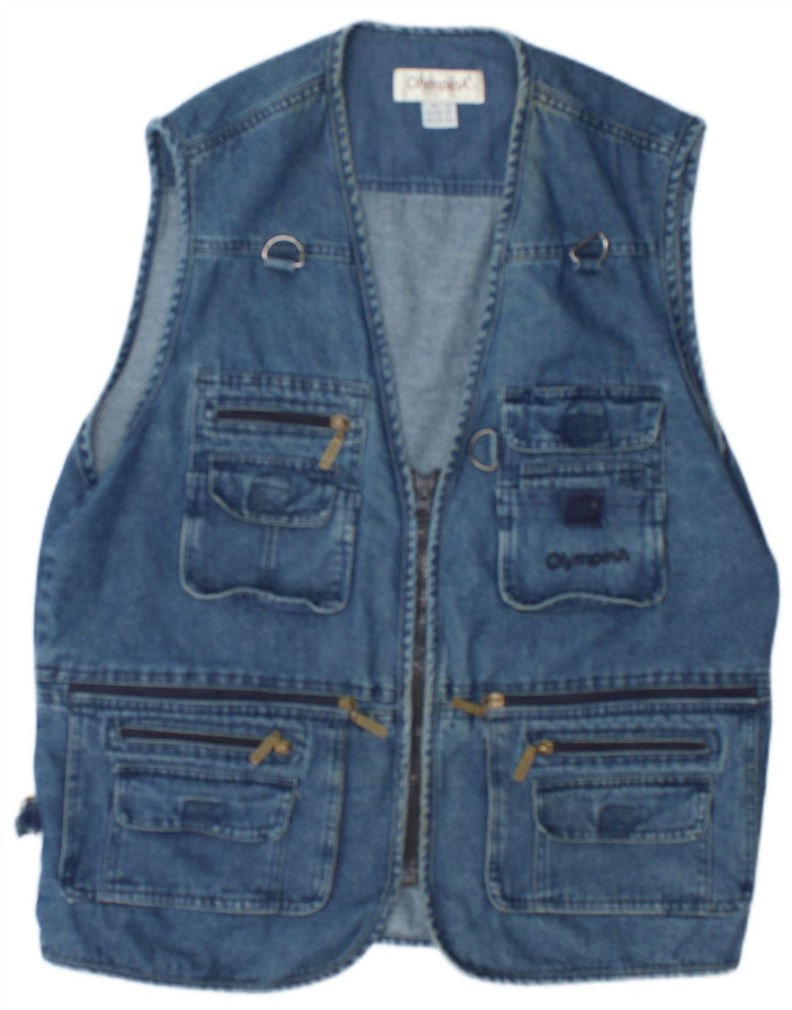 Olympia - Chaleco vaquero utilitario para hombre, talla 38, algodón azul medio