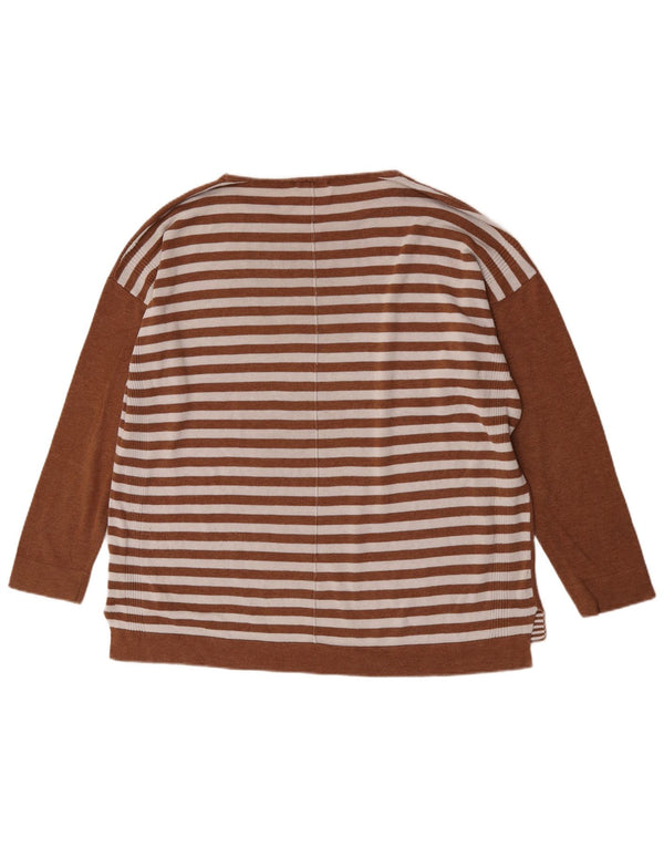Jersey con cuello barco para mujer de White Stuff, talla 48, 2XL, algodón a rayas marrón