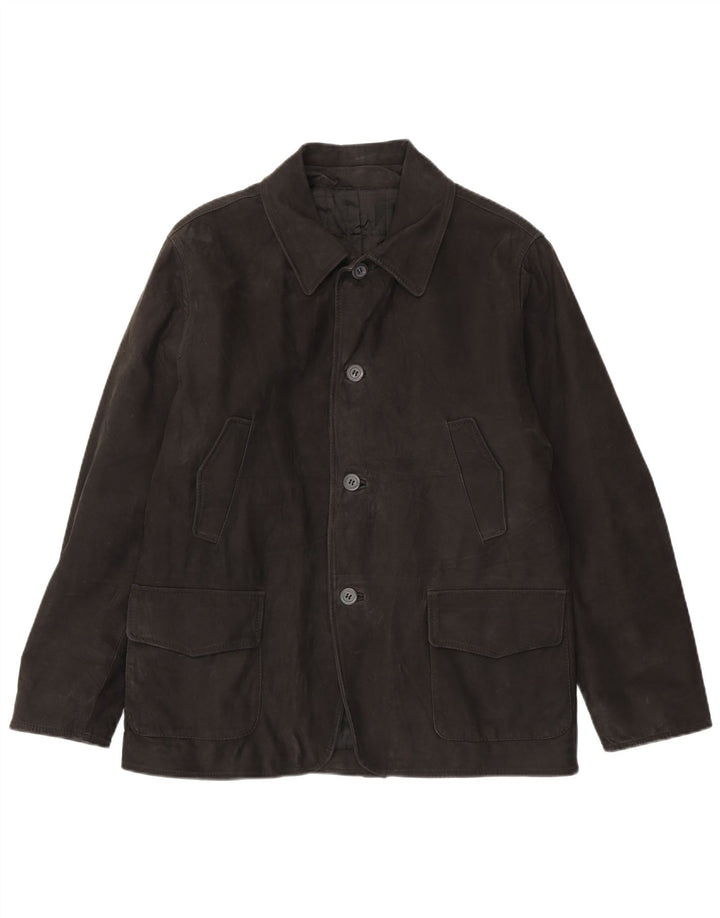 Chaqueta de cuero vintage para hombre IT 50 cuero negro grande