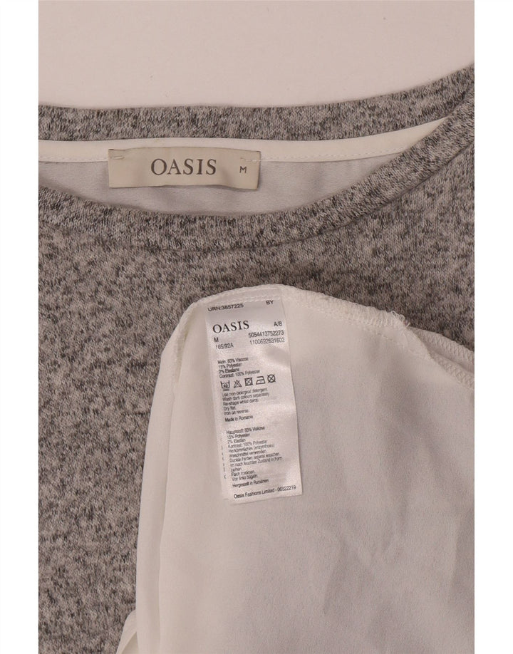 Oasis Mujer Top Manga Larga ES 44 Viscosa Color Block Gris Medio
