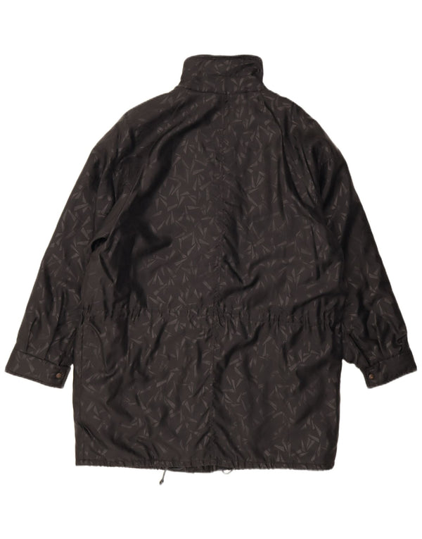 Vintage mujer oversize cortavientos abrigo IT 42 Medio Negro Geométrico