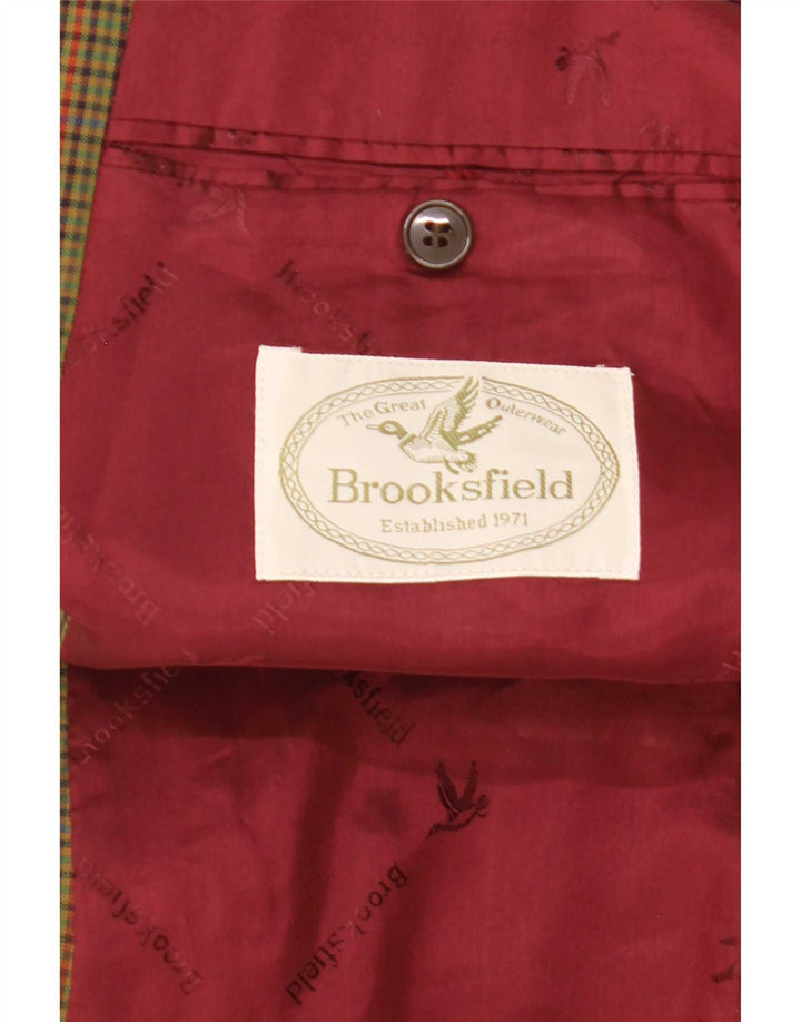Brooksfield Chaqueta tipo blazer de 2 botones para hombre IT 52 XL Lana a cuadros verde