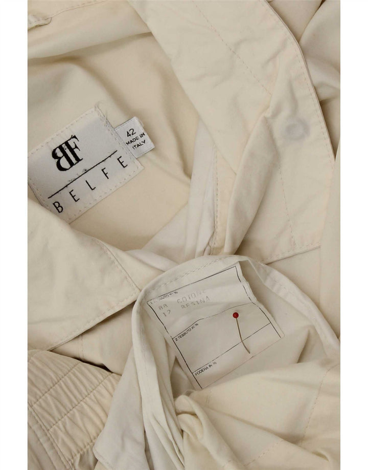 Gabardina corta para mujer Belfe IT 42 Medium Off White Cotton