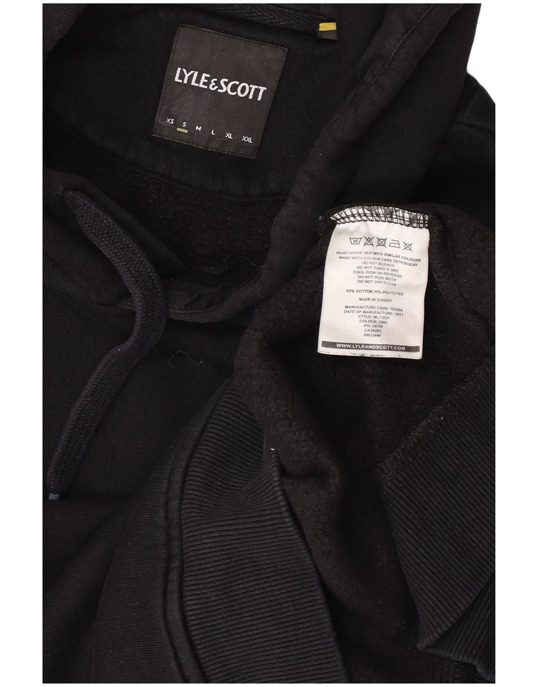 Lyle & Scott - Sudadera con capucha para hombre, talla pequeña, algodón negro