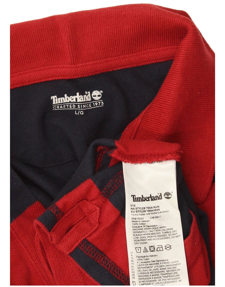 Timberland Polo para hombre de algodón a rayas rojas grandes