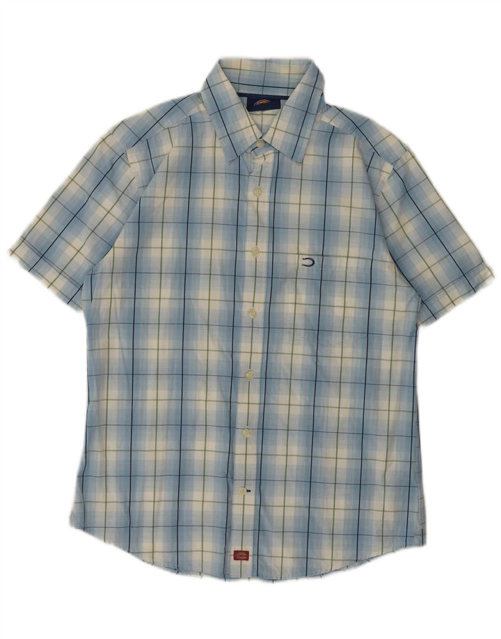 Dickies Camisa De Manga Corta Para Hombre De Algodón A Cuadros Azul Grande