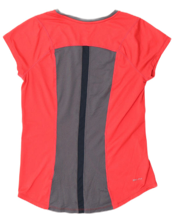 NIKE Camiseta Dri Fit para Mujer UK 12 Medium Red Colourblock