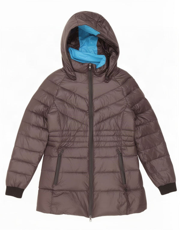 Byblos Chaqueta acolchada con capucha para mujer UK 8 Small Grey Nylon