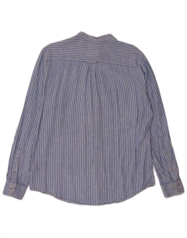 Crew Clothing Camisa para hombre de lino a rayas azul medio