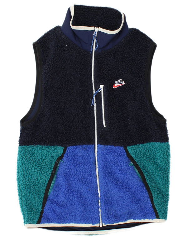 NIKE Chaleco polar para hombre UK 36 Small Azul marino Colorblock Poliéster Deportes