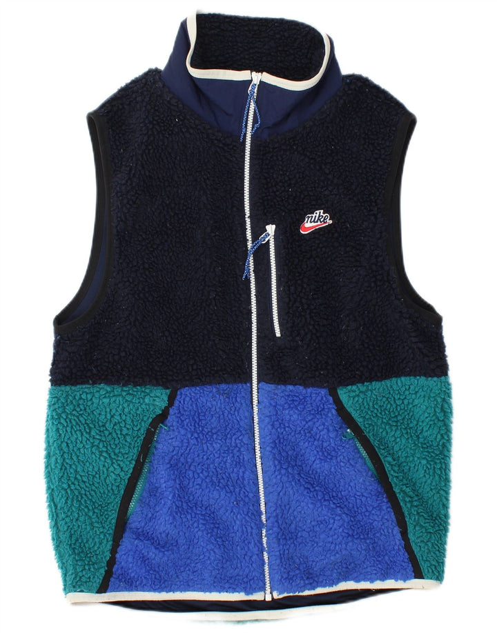 NIKE Chaleco polar para hombre UK 36 Small Azul marino Colorblock Poliéster Deportes