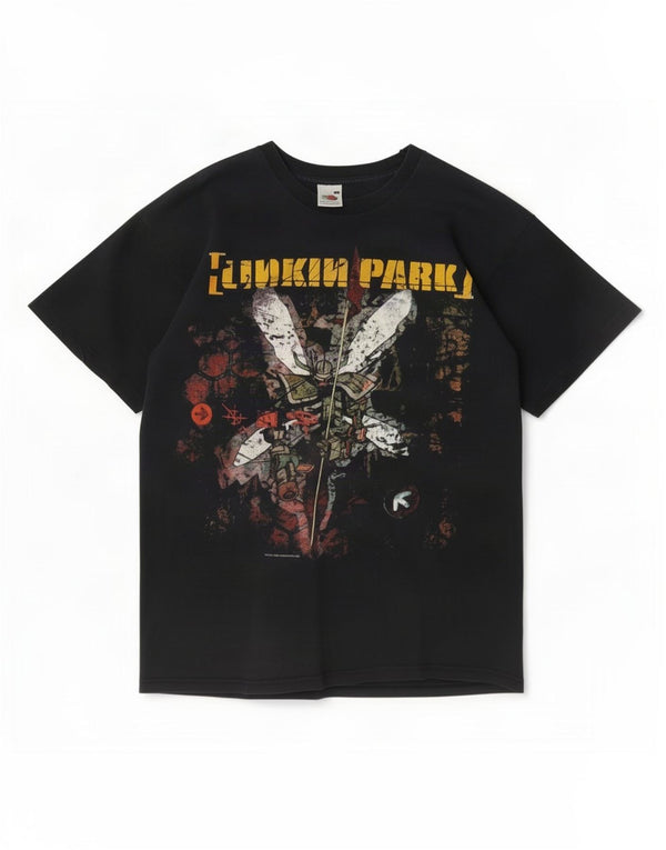 Vintage Hombres Linkin Park Hybrid Theory 2002 Camiseta Top Medio Negro