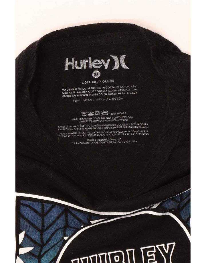 Hurley Hombre Camiseta Gráfica Top XL Negro