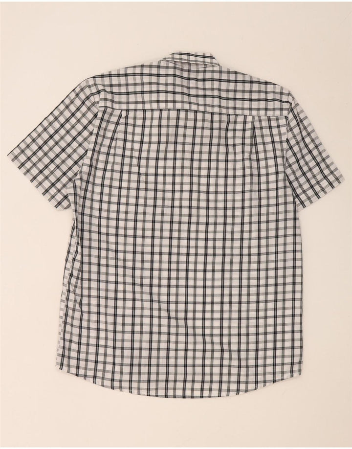 Pierre Cardin Camisa de manga corta para hombre con ajuste regular y cuadros blancos grandes