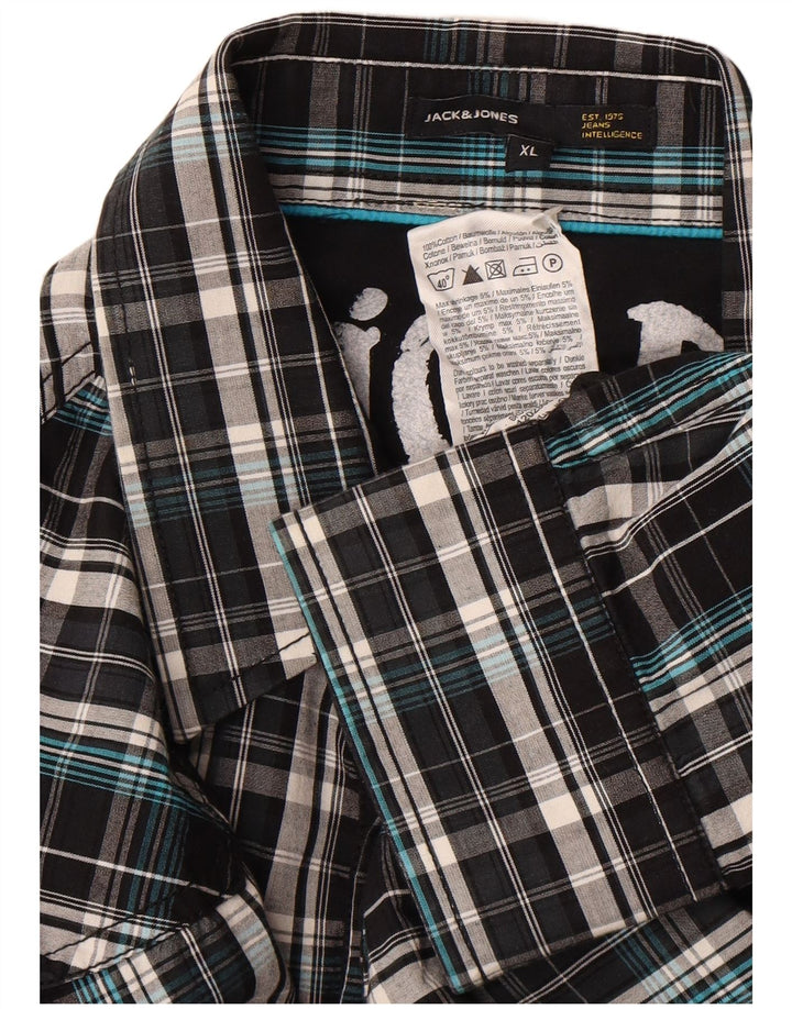 Jack & Jones Camisa Hombre XL Algodón A Cuadros Negro