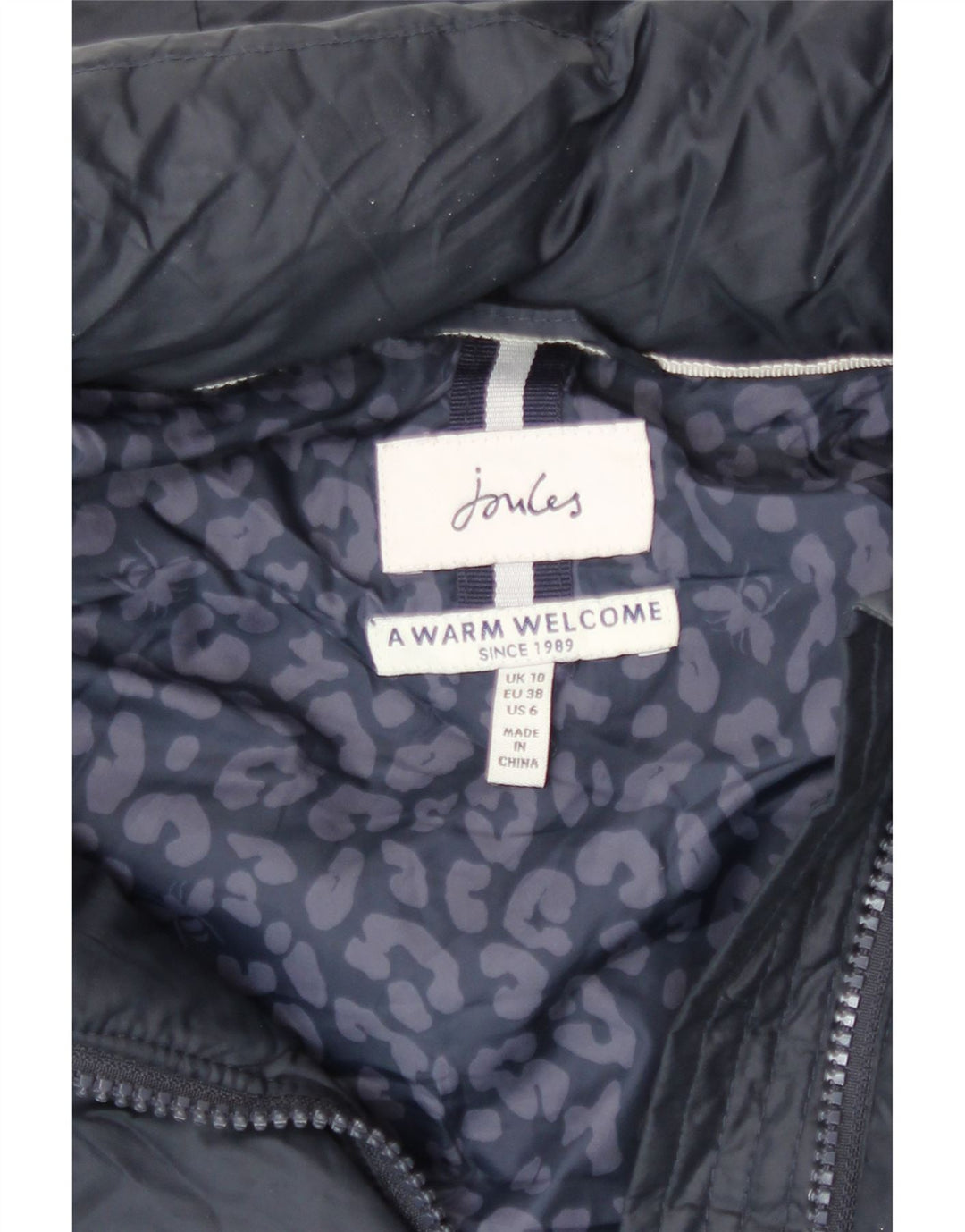 Abrigo acolchado extragrande con capucha para mujer Joules UK 10 Small Poliéster azul marino