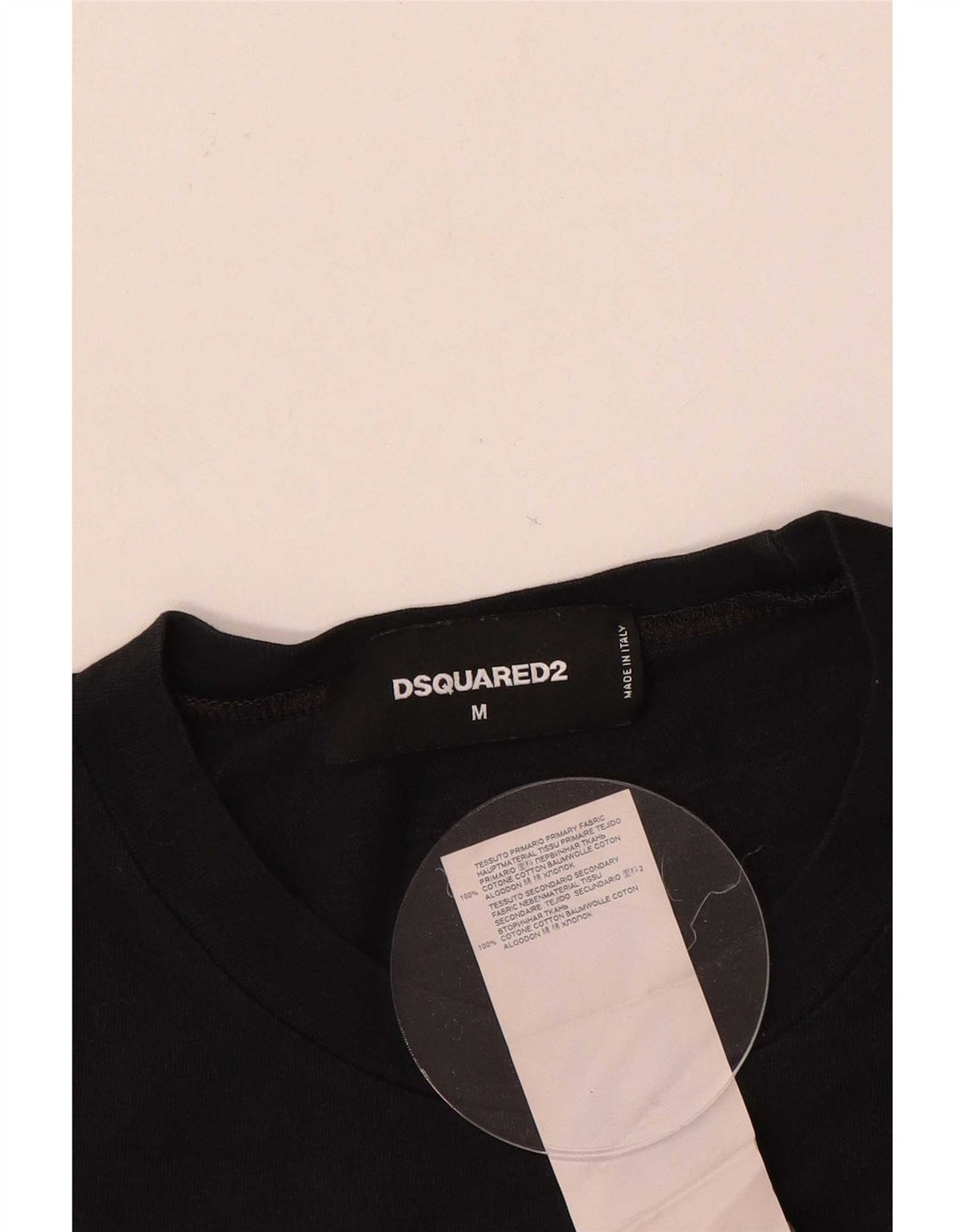 Dsquared2 Hombre Camiseta Gráfica Top Medio Algodón Negro