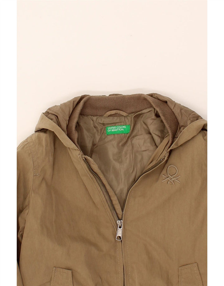 BENETTON Boys Hooded Bomber Jacket 8-9 Years Large Brown Cotton Vintage Benetton and Second-Hand Benetton from Messina Hembry 