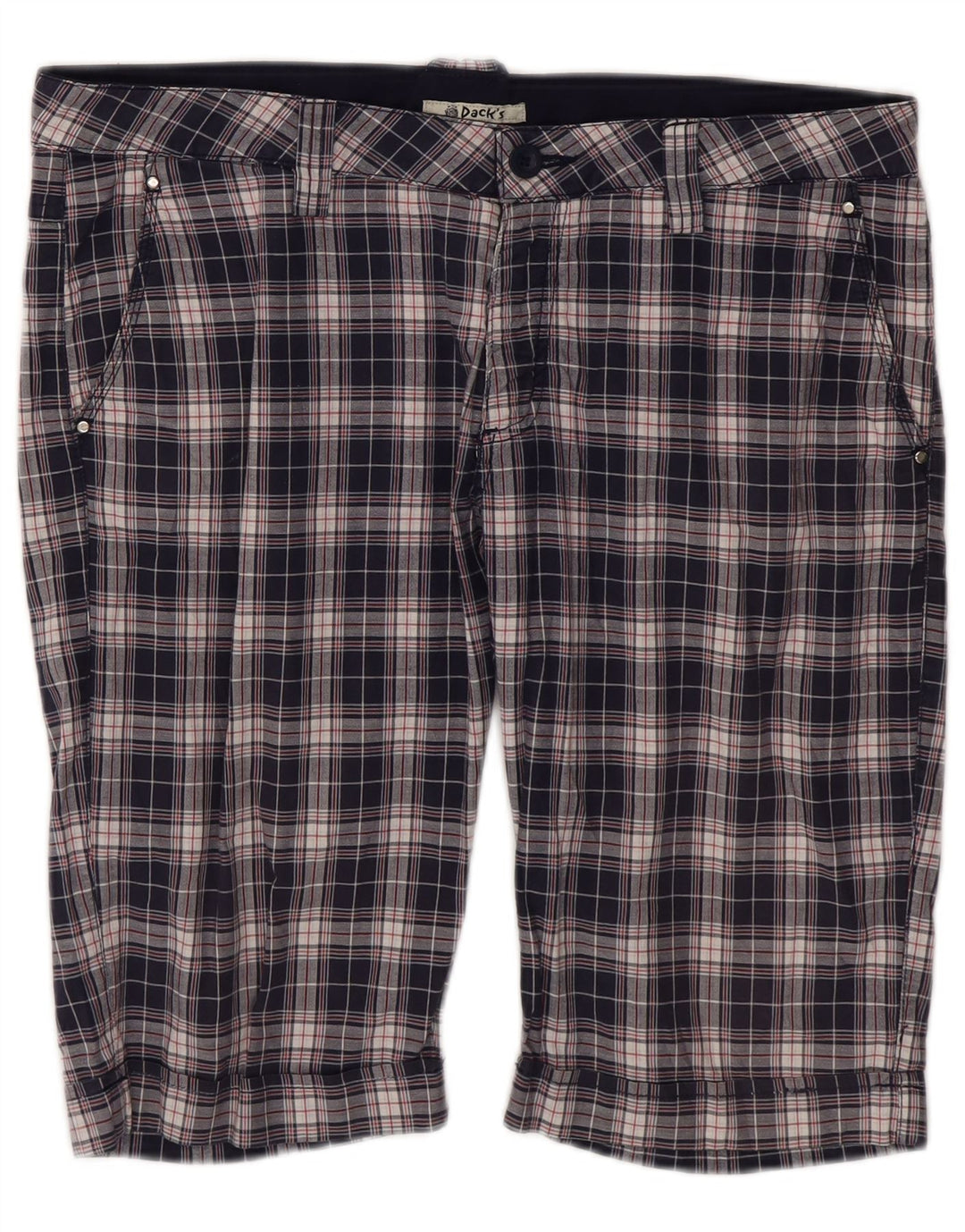 Dack's Pantalones cortos chinos para hombre IT 48 Medium W36 Algodón a cuadros azul marino