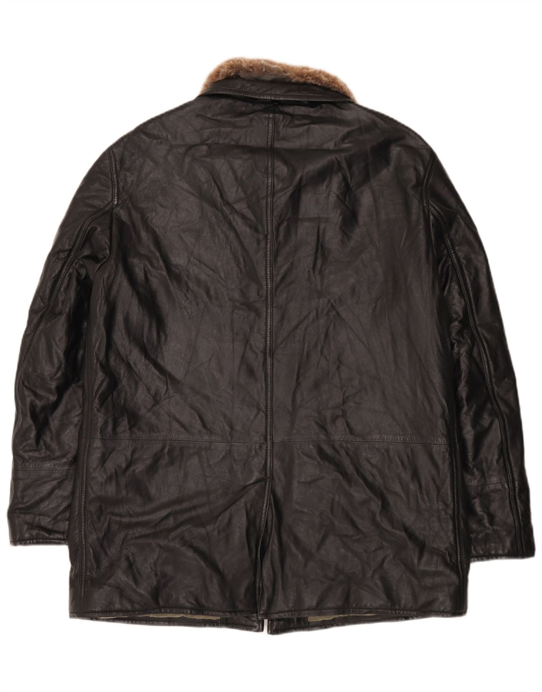 Enrico Mandelli Chaqueta de cuero para hombre UK 42 XL Negro