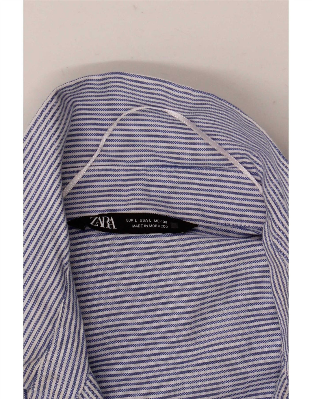 Zara Mujer Camisa Extragrande Reino Unido 46 Grande Azul Pinstripe