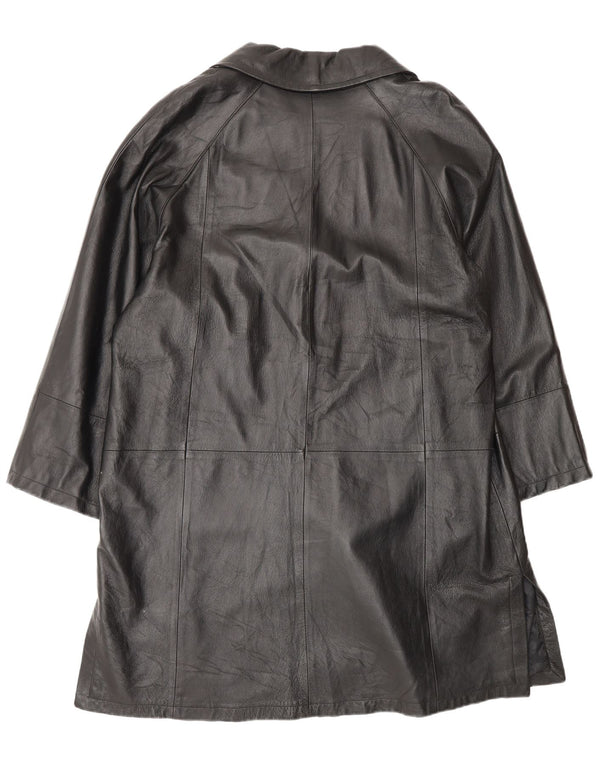 Vintage mujer abrigo de cuero de gran tamaño IT 50 XL cuero negro