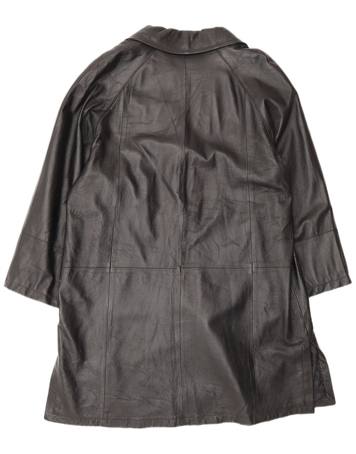 Vintage mujer abrigo de cuero de gran tamaño IT 50 XL cuero negro