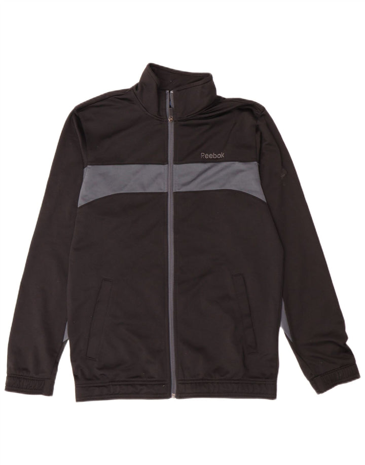 Reebok - Chaqueta de chándal para hombre, talla pequeña, color negro, poliéster