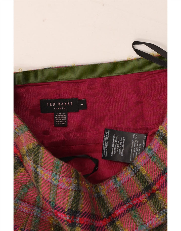 Minifalda para mujer de Ted Baker, talla 1 XS W26, lana a cuadros multicolor