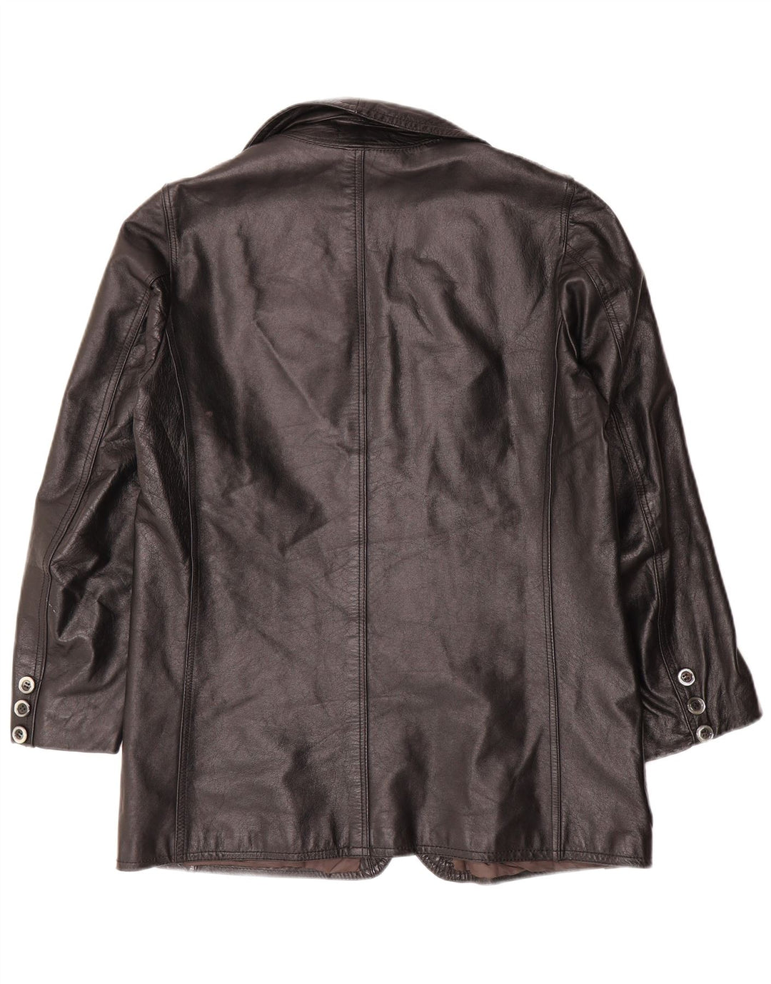 Vintage mujer 2 botones cuero Blazer chaqueta Reino Unido 14 grande negro