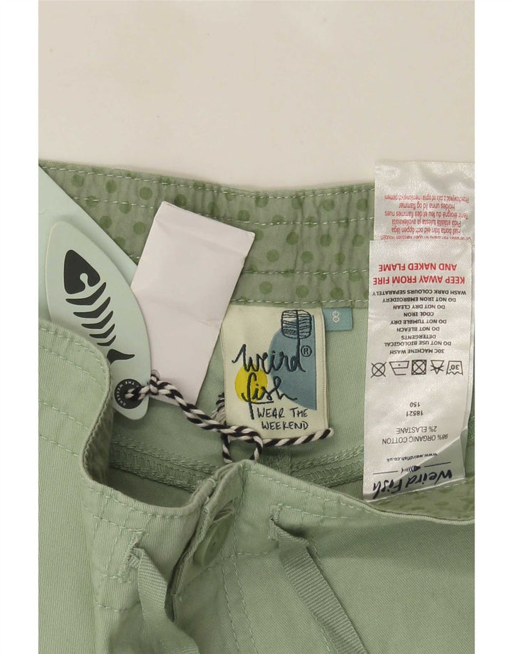 Weird Fish Pantalones cortos cargo para mujer UK 8 Small W32 Algodón verde