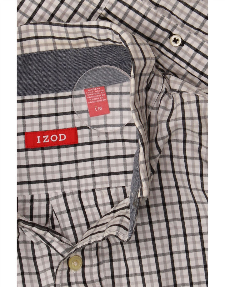 Camisa Izod Hombre Large Blanco Cuadros Algodón