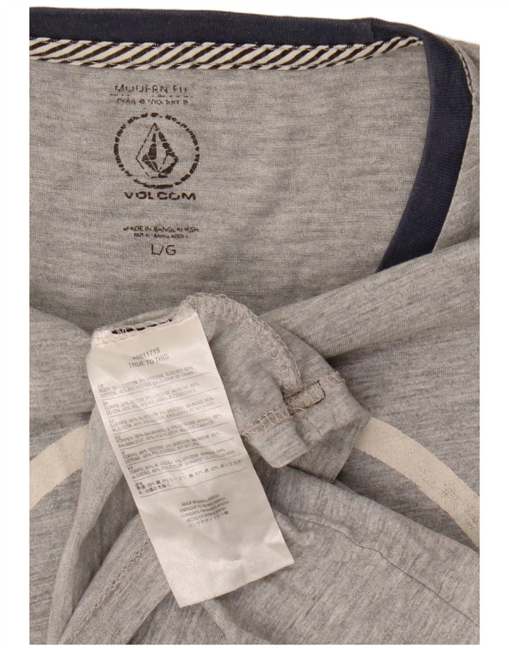 Volcom Camiseta gráfica para hombre Top grande gris color block algodón