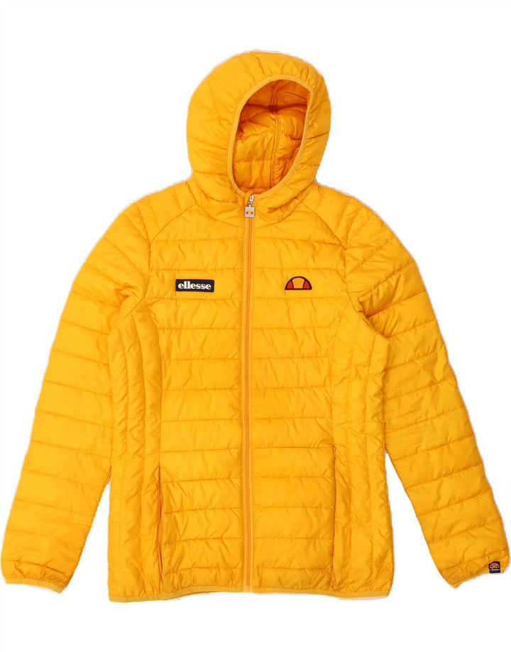 ELLESSE Womens Hooded Padded Jacket UK 10 Small Yellow Polyester Vintage Ellesse and Second-Hand Ellesse from Messina Hembry 